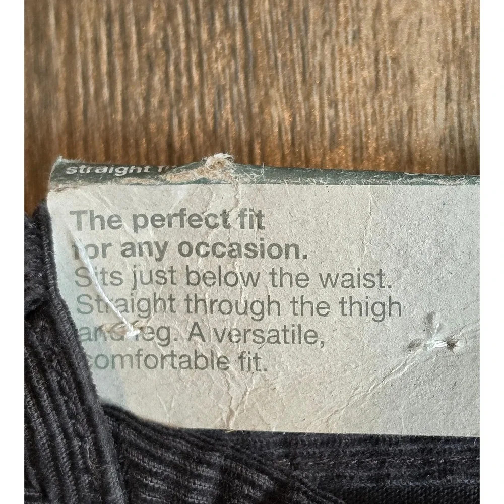 Gap Mens Straight Fit Corduroy Pants 36/32 Dark Gray Black 100% Cotton NWT
